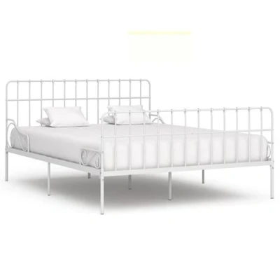 Afbeelding van Bedframe met lattenbodem metaal wit 200x200 cm