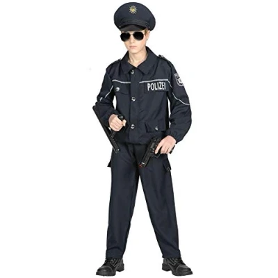 Afbeelding van Widmann Politie &amp; Detective Kostuum Eins Zwei Polizei Straatagent Kind Blauw Maat 116 Carnavalskleding Verkleedkleding
