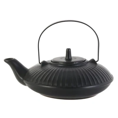 Afbeelding van Home Deco Factory Theepot Shanghai Keramiek met deksel zwart 600 ml 14 x 21 cm