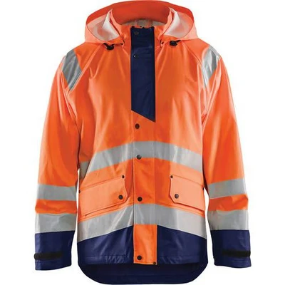 Image de Veste de pluie haute visibilité niveau 3 orange fluorescent/marine