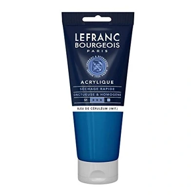 Image de Lefranc Bourgeois peinture acrylique teinte bleue céruléen opaque satin fine 200 ml