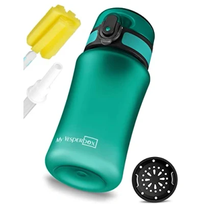 Afbeelding van Kinder drinkfles lekvrij met rietje of zeef 350ml, 500ml lichtgewicht Tritan BPA vrij voor kleuterschool ,school (turquoise 350ml)