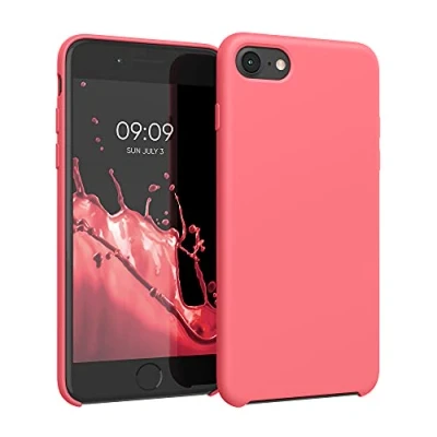 Afbeelding van kwmobile telefoonhoesje geschikt voor Apple iPhone SE (2022) / (2020) 8 7 Hoesje met siliconen coating Smartphone case in neon koraal