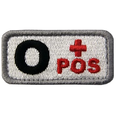 Afbeelding van Tactische Type O Positieve Bloedgroep Geborduurd Embleem Haak en Loop Patch, Rood Zwart