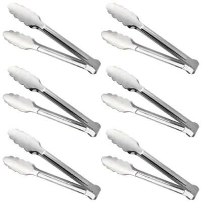 Afbeelding van ACAUTO Set van 6 roestvrijstalen serveertangen voor buffet, mini aperitiefklemmen roestvrij staal (18 cm)