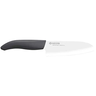 Afbeelding van KYOCERA FK 140 WH BK BIO keramisch mes Santoku bioplastisch handvat van suikerriet lemmet 14 cm keramiek zirkonium extreem scherp vaatwasmachinebestendig zwart