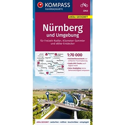 Afbeelding van KOMPASS Fahrradkarte 3343 Nürnberg und Umgebung 1:70.000