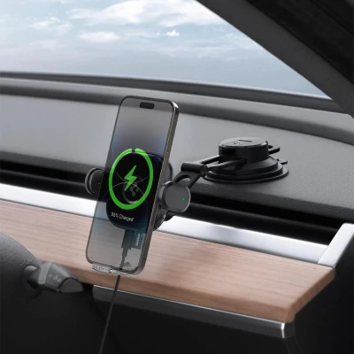 Afbeelding van Spigen OneTap UTS35W Universele Telefoonhouder Auto met Zuignap Raam / Dashboard Draadloos Opladen 15W Zwart