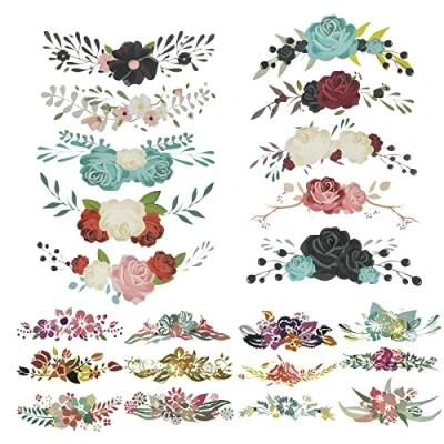 Afbeelding van Woohome 22 stuks opstrijkbare patches Bloemen Overdrachtpapier Voor kleding, T shirts, jeans, tassen, DIY
