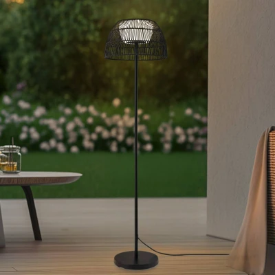 Afbeelding van Lucande LED buiten vloerlamp Heribio, zwart, ijzer, 153 cm