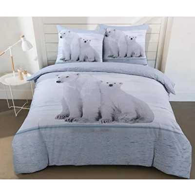 Afbeelding van Vision flanel Polar Bear dekbedovertrek 240x220cm met 2 bijhorende slopen 100% katoen