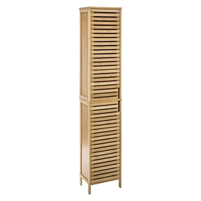 Afbeelding van Bamboe Kolomkast Sicela Badkamerkast Hoog 24x34x170 cm bruin