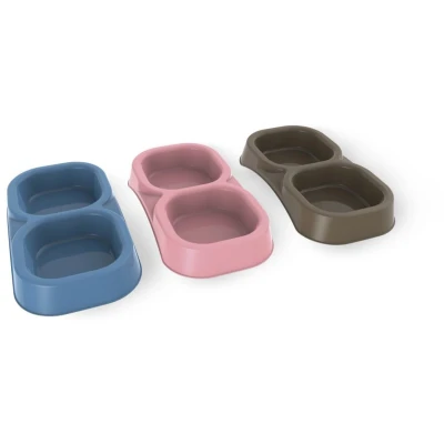 Afbeelding van Bama Pet Dubbele Voederbak 21x11.5x3 cm Diverse Kleuren