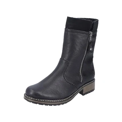 Afbeelding van Rieker Z6880 korte dameslaarzen, zwart.