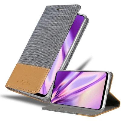 Afbeelding van Cadorabo Hoesje geschikt voor Samsung Galaxy A22 4G / M22 M32 in LICHTGRIJS BRUIN Beschermhoes met magnetische sluiting, standfunctie en kaartvakje Book Case Cover Etui