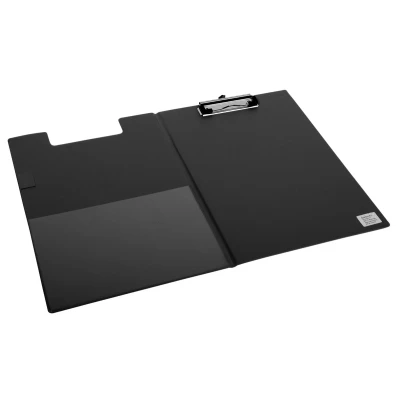 Afbeelding van Klembordmap Quantore A4 staand PVC zwart met 100mm klem + penlus