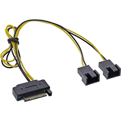 Afbeelding van SATA (m) 2x 3 pins Case Fan voedingskabel 0,30 meter