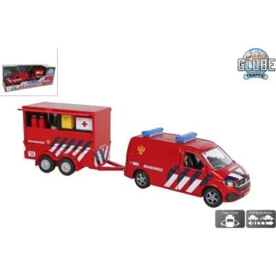 Afbeelding van Kids Globe VW Transporter Brandweer Met Aanhangwagen 1ST