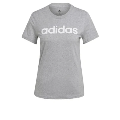 Afbeelding van adidas Sportswear W LIN T Tshirt print, Dames, Maat: Small, Medium grey heather/white