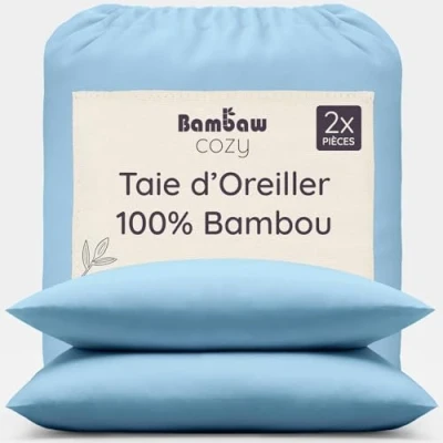 Afbeelding van Bamboe Kussenslopen 2 stuks Eco Kussensloop 65cm bij Lichtblauw Luxe Beddengoed Hypoallergeen Puur viscose rayon Ultra ademende Stof Bambaw