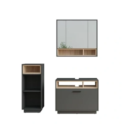 Afbeelding van Vicco BeatriceBadkamermeubelset 3 stuks met midi eenheid Antraciet/Sonoma