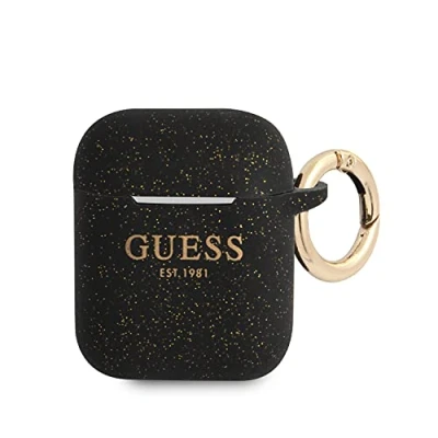 Afbeelding van Guess Silicone Glitter Case Geschikt voor Apple Airpods 1 &amp; 2 Zwart