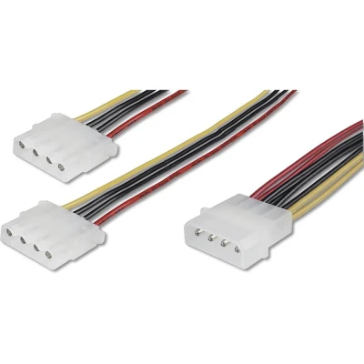 Afbeelding van Digitus Computer, Schijf, Stroom Y kabel [1x IDE stroomstekker 4 polig 2x stroombus polig] 0.20 m Geel, Rood, Zwart