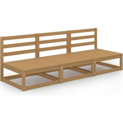 Afbeelding van 3 Delige Loungeset Met Kussens Massief Grenenhout 1 / Nee Honingbruin