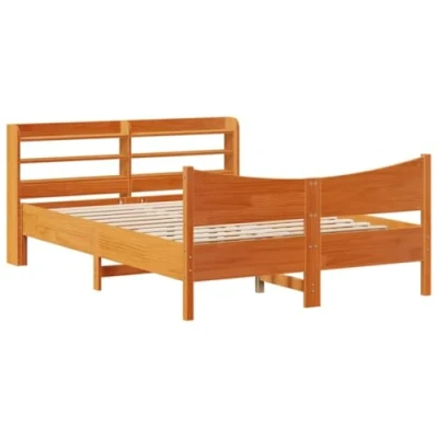 Afbeelding van vidaXL Bedframe met hoofdbord massief grenenhout wasbruin 140x190 cm