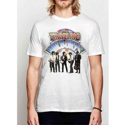 Afbeelding van Traveling Wilburys Band Photo Heren T shirt S Wit