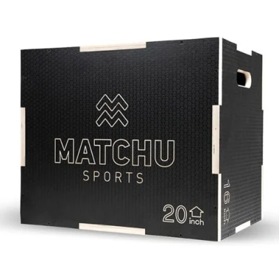 Afbeelding van Matchu Sports Plyo Box Zwart Met antislip 16&quot; / 20&quot; 24&quot; Stevig hout