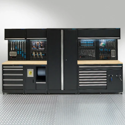 Afbeelding van Werkplaatsinrichting PREMIUM met eiken werkblad 362 cm breed