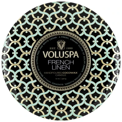 Afbeelding van Voluspa Maison Noir French Linen 3 Wick Tin Candle Geurkaars 340 gr