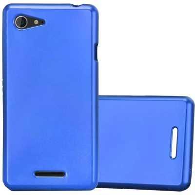 Afbeelding van Cadorabo Hoesje geschikt voor Sony Xperia E3 in METAAL BLAUW Beschermhoes gemaakt van flexibel TPU silicone Case Cover