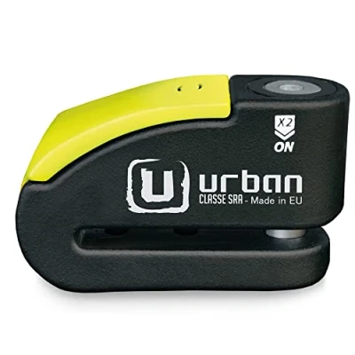 Image de URBAN 999 Bloque Disque Moto Homologué SRA Sans ou Avec Alarme 120dB LED, Hi Tech Sensibilité A+, Haute Sécurité Double Verrouillage ø14mm Anti Sciage, Antivol Bloc Roue pour Scooter