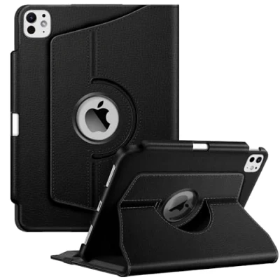 Afbeelding van FINTIE Beschermhoes voor iPad Pro 11 inch 2024 M4 (A2836 / A2837 A3006) [Stylus opslag] 360 draaibare beschermhoes, automatische slaap /wekhoes, zwart