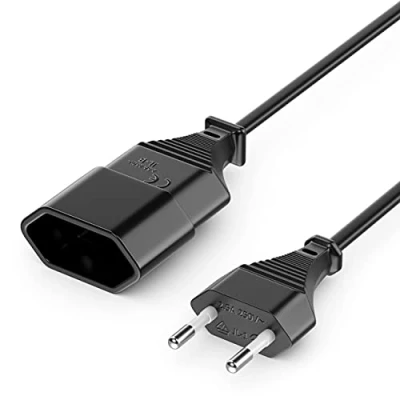 Afbeelding van deleyCON 2m Stroomkabel Voedingskabel Verlengkabel Stekker Type C Eurostekker naar Euro Connector TV PC Computer Monitor Beamer Lamp Huishoudelijke Apparaten Wit
