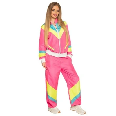 Afbeelding van Boland Trainingspak Retro babe neon roze (M) Volwassenen 80&#039;s &amp; 90&#039;s Disco