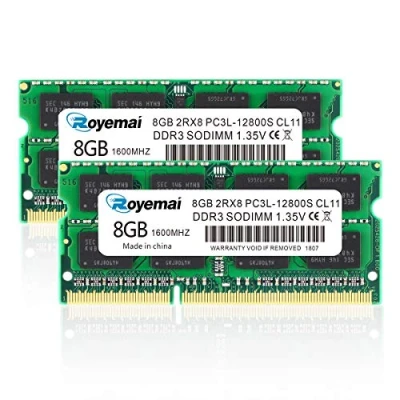 Afbeelding van ROYEMAI 16GB (2x 8GB) DDR3L / DDR3 SO DIMM 1600MHz PC3L PC3 12800 2Rx8 204Pin 1.35V CL11 Laptop Kit