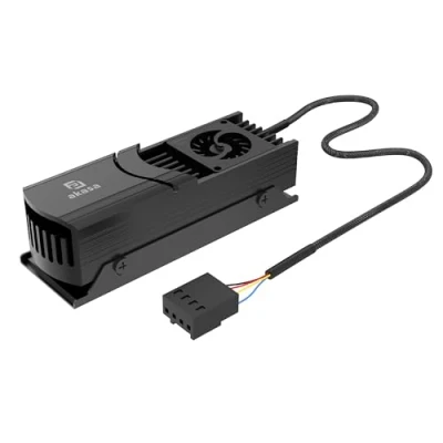 Afbeelding van Akasa Gecko Pro LX, M.2 NVMe PCIe 5.0, geïntegreerde high speed aluminium koelkoeler, ondersteunt 2280 SSD, tot 12.000 rpm en 12 V, laag profiel, 2 thermische pads