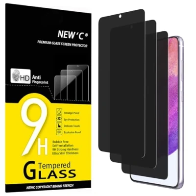 Afbeelding van NEW&#039;C Set van 3, anti spionage gehard glas voor Samsung Galaxy S21 FE 5G, displaybeschermfolie effectief tegen krassen, zonder luchtbellen, zeer robuust, hardheid 9H, 30