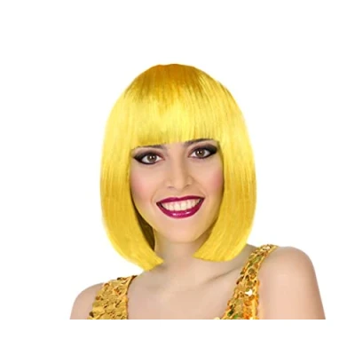 Afbeelding van Atosa Verkleedpruik voor dames half lang haar Geel Bob lijn Carnaval/party