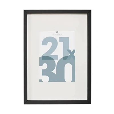 Afbeelding van Atmosphera Fotolijstje Manu met passe partout voor een foto van 21 x 30 cm zwart MDF/Glas Klassieker