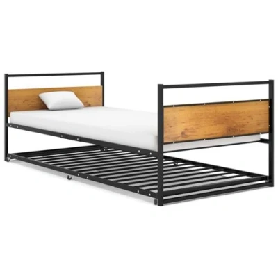 Afbeelding van Bedframe uitschuifbaar metaal zwart 90x200 cm