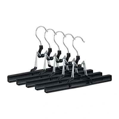 Afbeelding van broekhanger metaal set van 5 draaibare haak klemmen met rubber 26 cm zwart