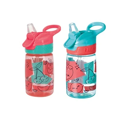 Afbeelding van Nuby Incredible Gulp Waterfles No Morsen Active Peuter Sippy Cup 360 ml / 12 oz Draaghandvat Vaatwasser en magnetron veilig Geschikte beker voor 18 maanden plus (aardbeien, pak van 2)