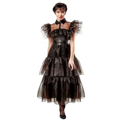 Afbeelding van Rubies Wednesday baljurk volwassen (maat M) Carnaval Addams kostuum jurk