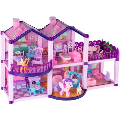 Afbeelding van Poppenhuis Pony Villa Met Paarden Speelfigurenset