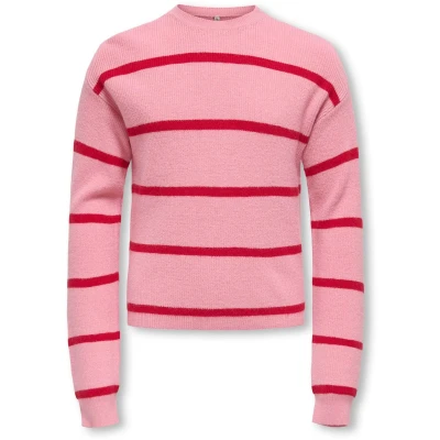 Afbeelding van ONLY Girls Kogfranca Short Stripe Trui voor kinderen, Maat: 110/116, Sea pink/salsa