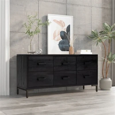 Afbeelding van vidaXL Opberkast 110x30x45 cm massief grenenhout zwart